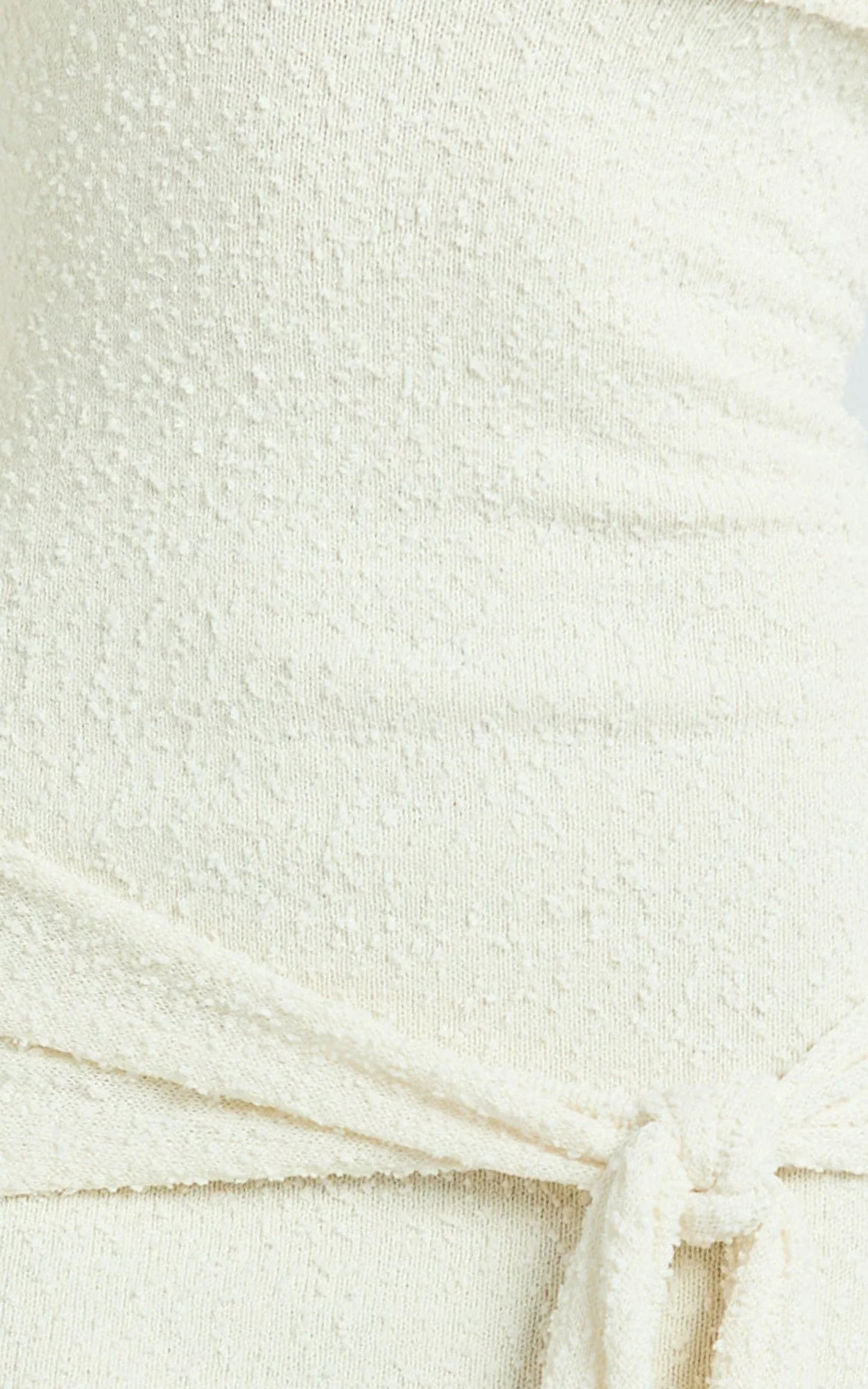 Rhianna Mini Dress - Knitted Off Shoulder Tie Waist Mini Dress in Cream