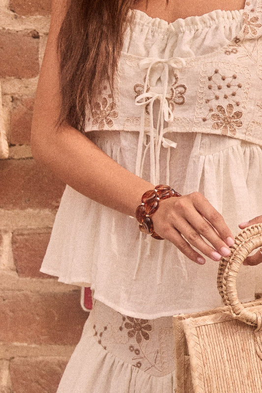 Zuma Two-Piece Tortoise Resin Bead Bracelet Set