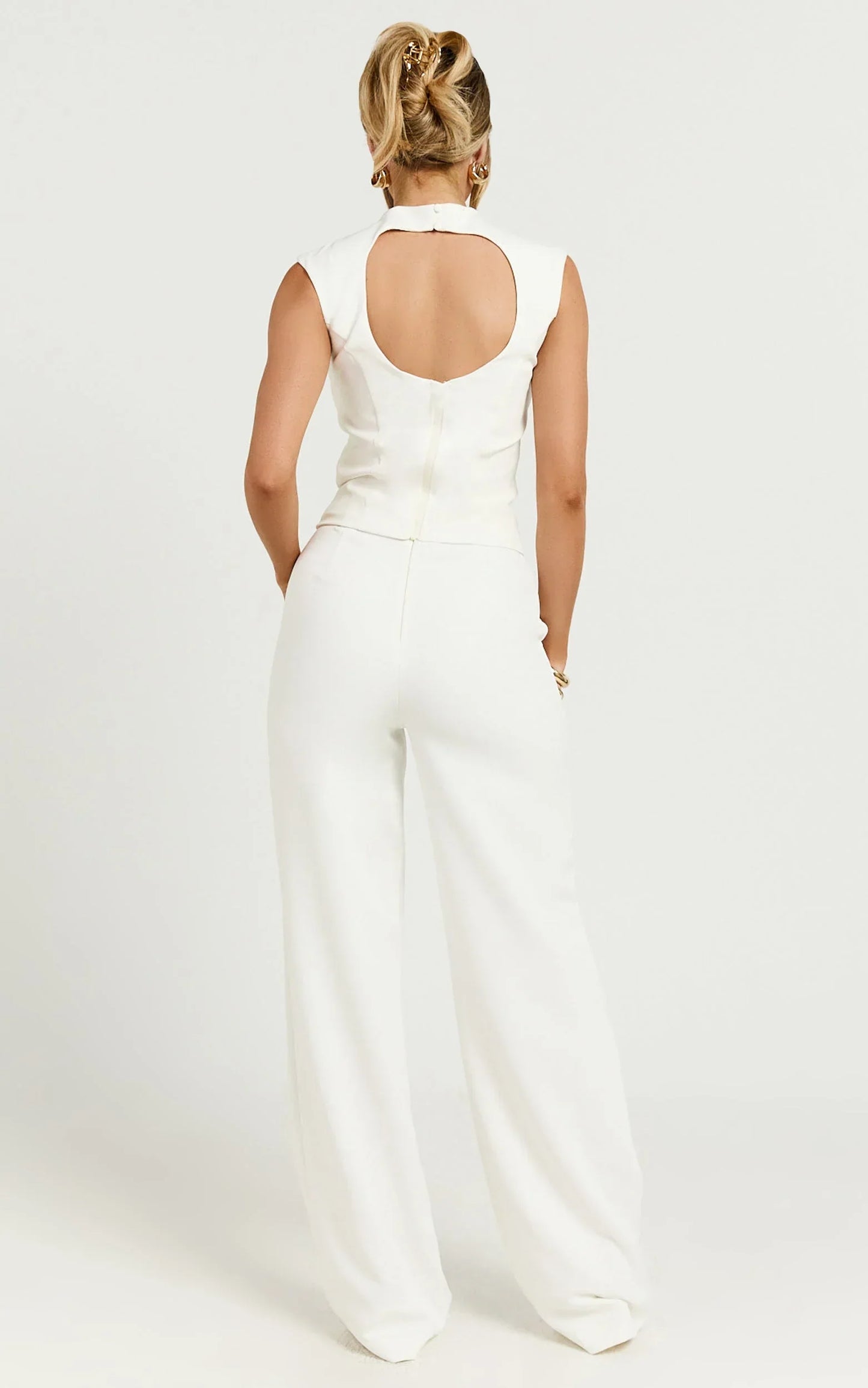 Paxton Pants - High Waisted Straight Leg Pants in Cream