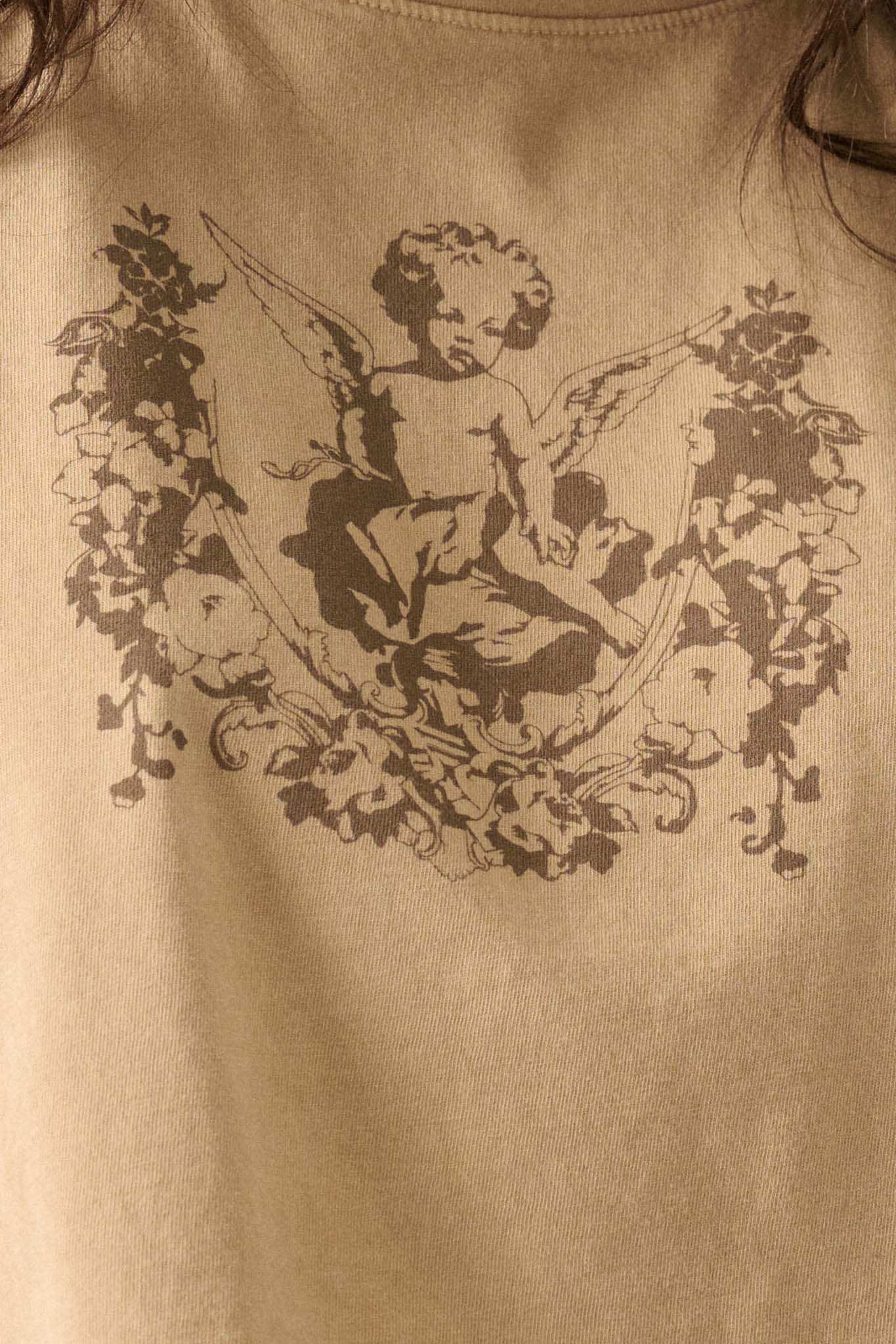 Vintage Angel Distressed Cropped Graphic Tee