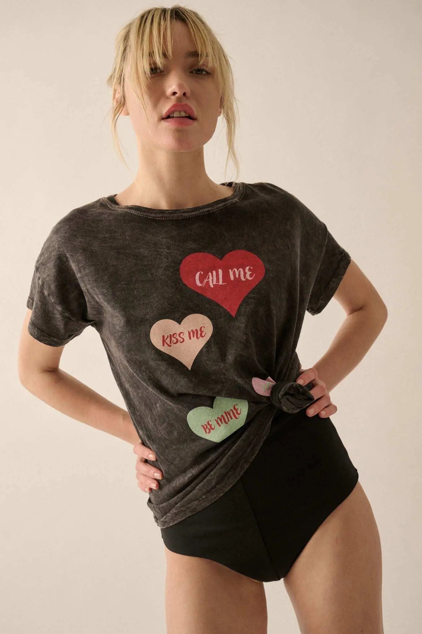 Valentine Hearts Vintage-Wash Graphic Tee