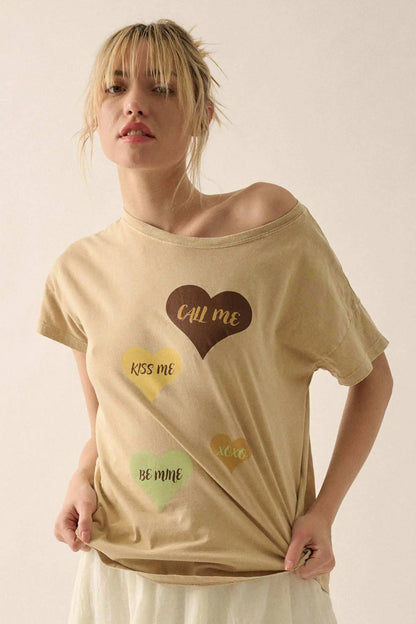 Valentine Hearts Vintage-Wash Graphic Tee