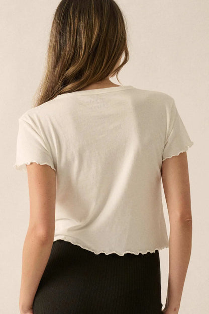 Too Hot Cropped Lettuce-Edge Graphic Baby Tee