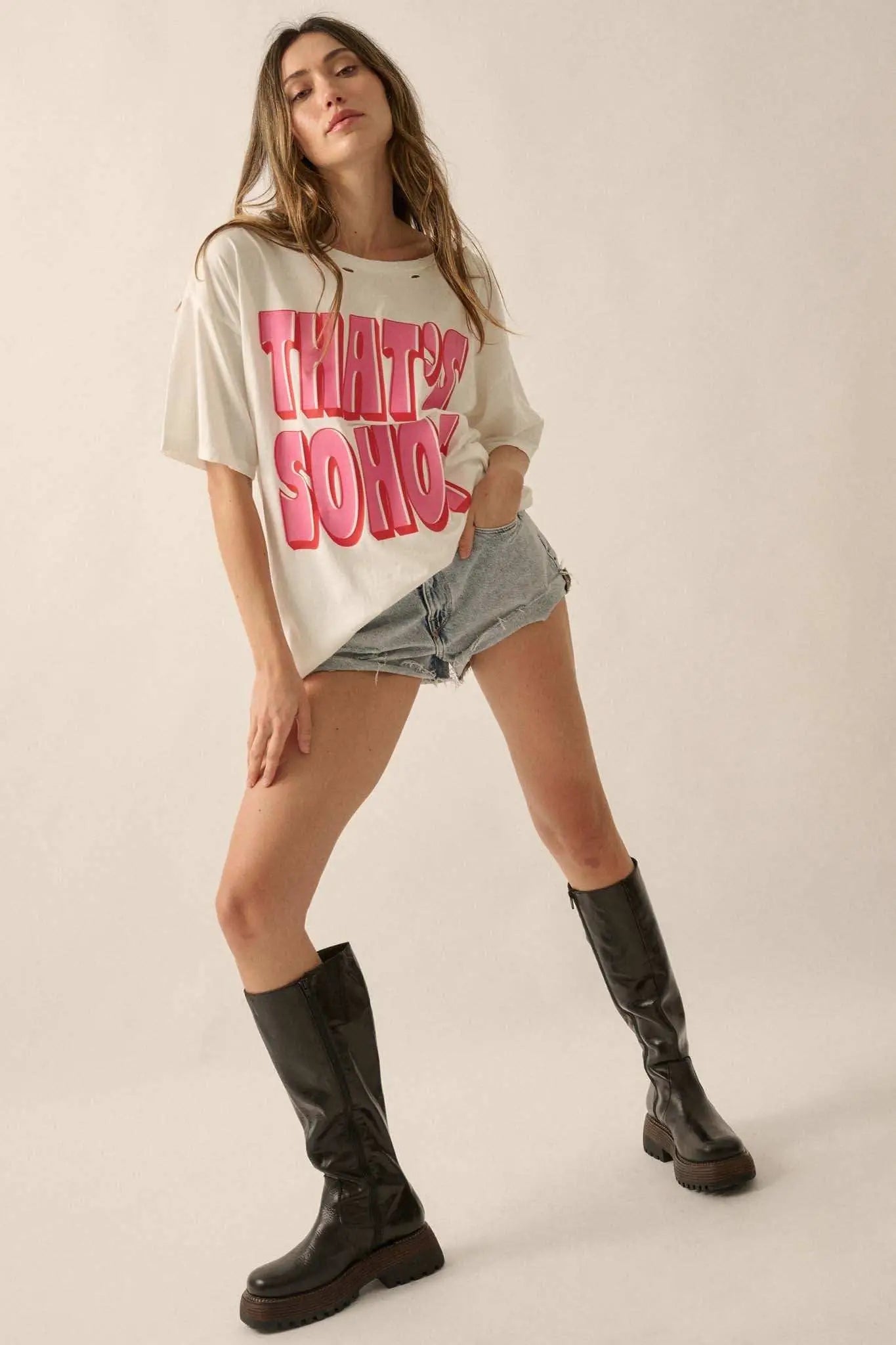 That's So Hot Distressed Oversize Graphic Tee