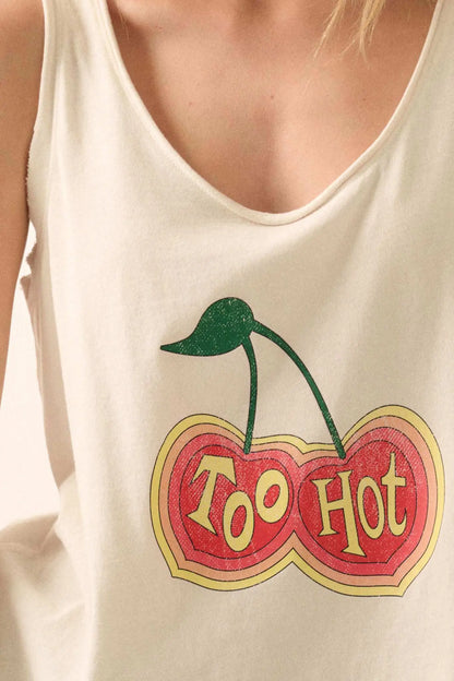 Too Hot Raw-Edge Cherries Graphic Tank Top