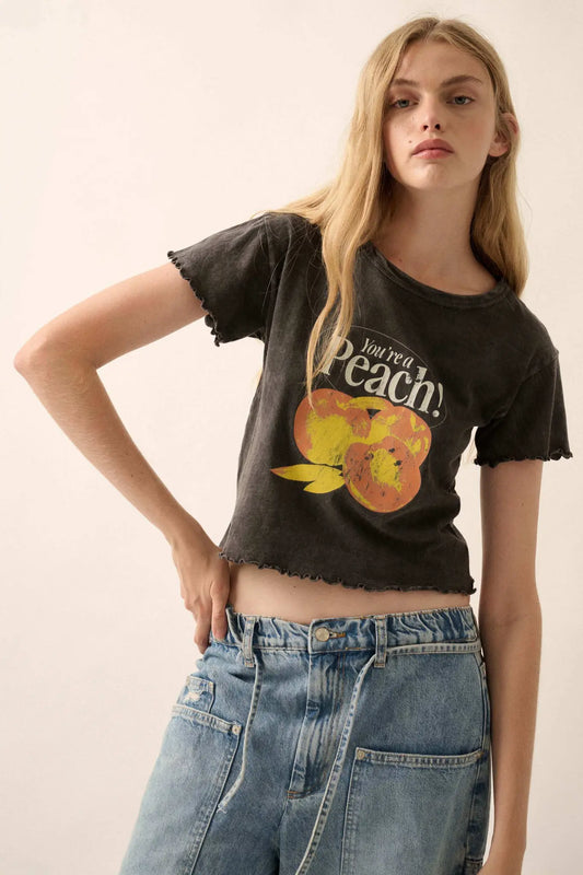 You're a Peach Cropped Graphic Baby Tee