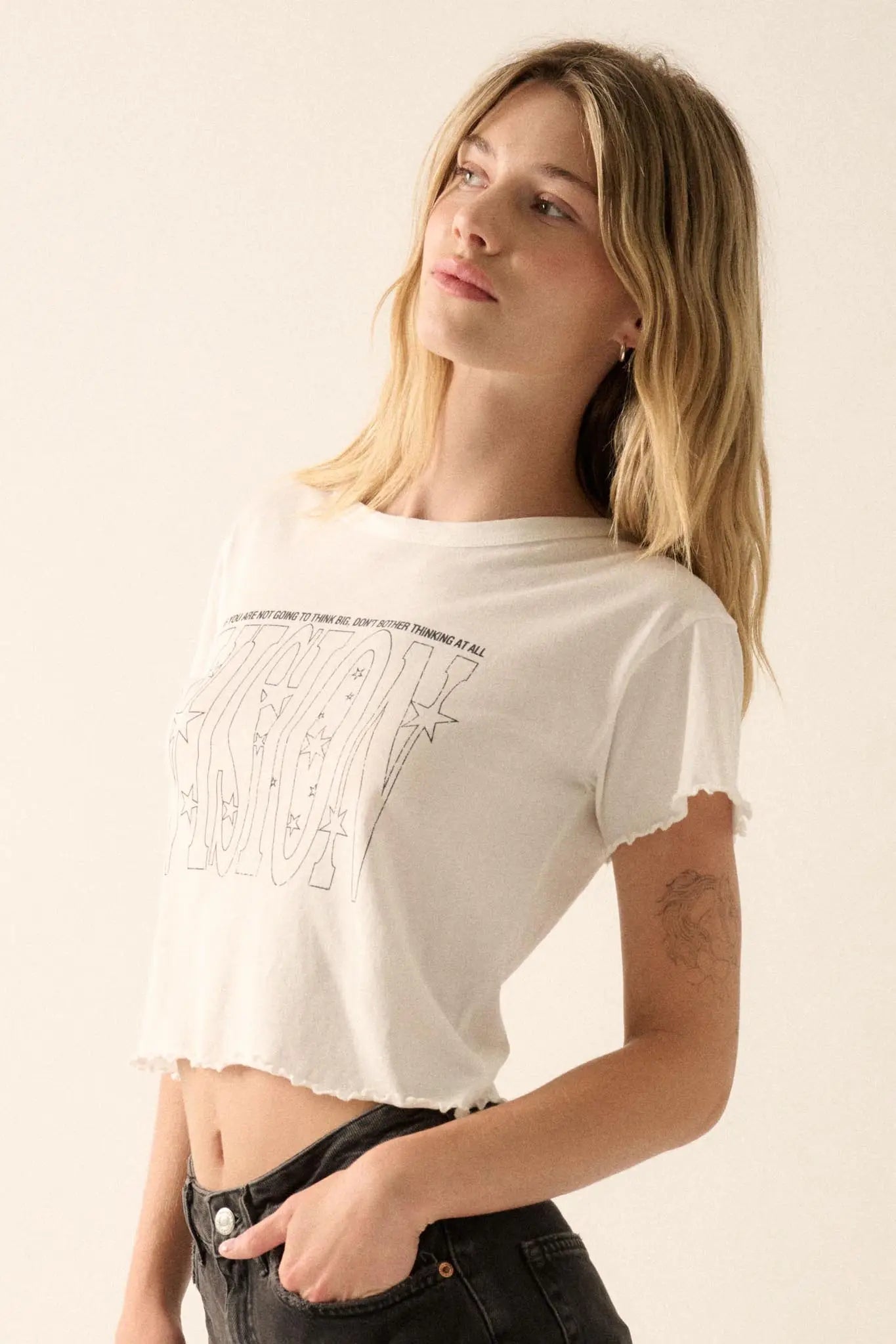 Vision Cropped Lettuce-Edge Graphic Baby Tee