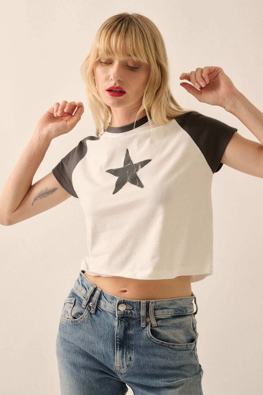 Starstruck Cropped Raglan Graphic Baby Tee