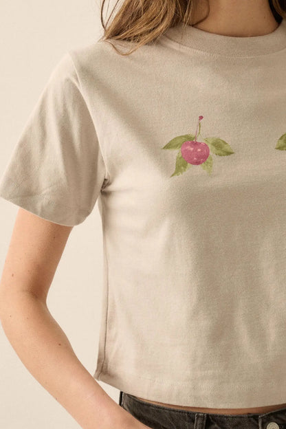 Wild Cherries Garment-Dyed Cropped Graphic Tee