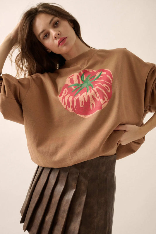 Tasty Tomato Vintage-Print Graphic Sweatshirt