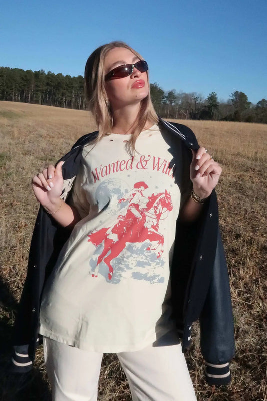 Wanted and Wild Distressed Graphic Tee