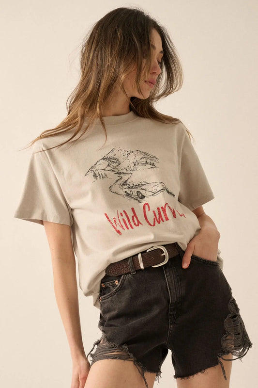 Wild Curves Vintage-Print Hot Rod Graphic Tee