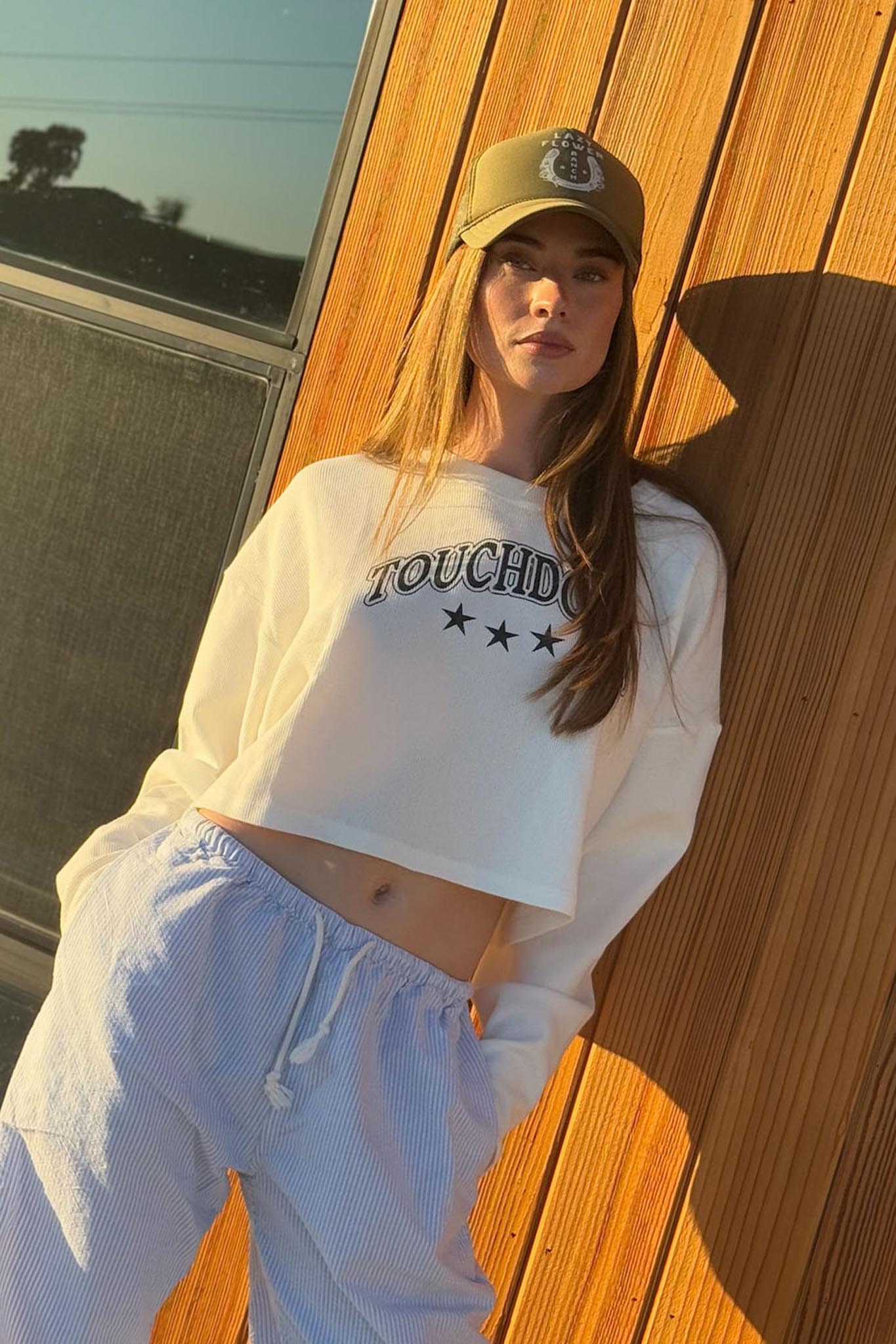 Touchdown Cropped Thermal Graphic Top
