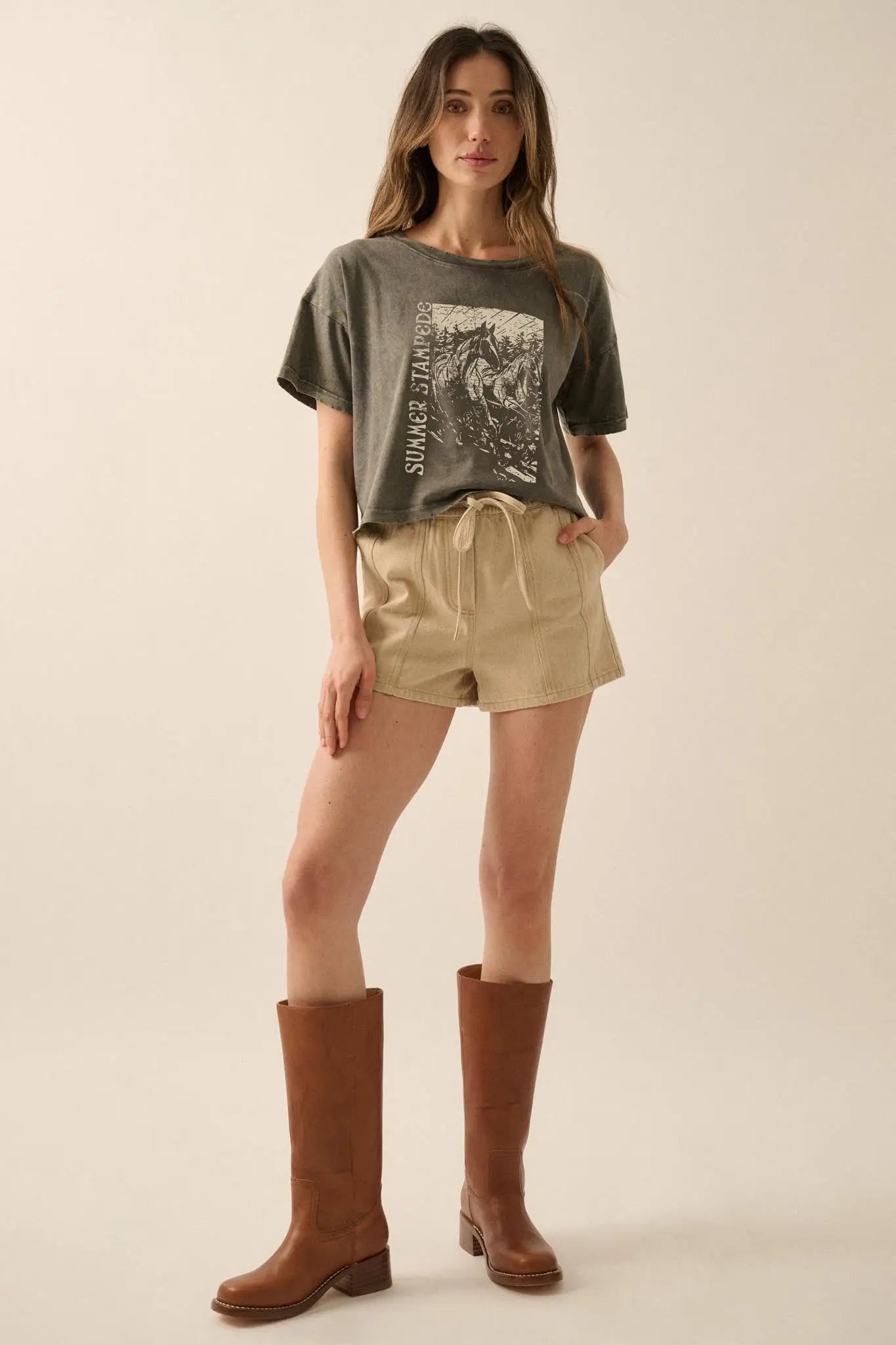 Summer Stampede Cropped Horses Graphic Tee