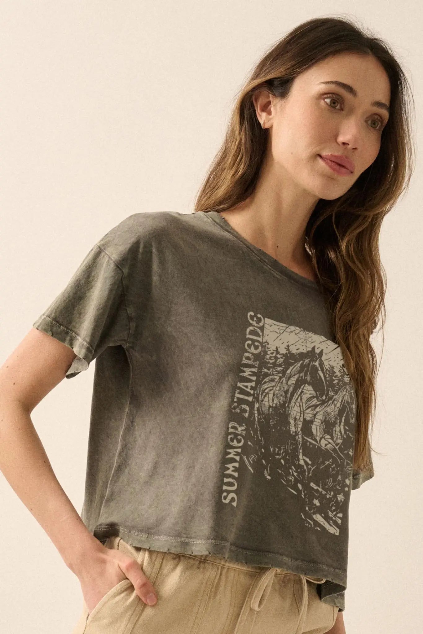 Summer Stampede Cropped Horses Graphic Tee