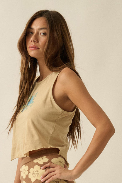 Vintage Bouquet Lettuce-Edge Graphic Tank Top