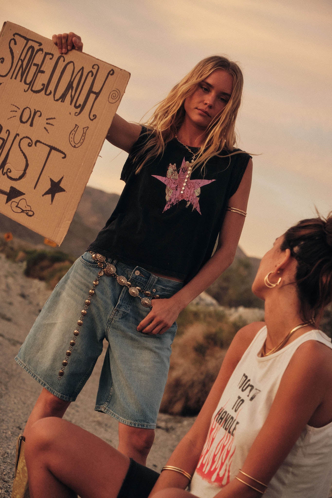 Star Rider Vintage Cowgirl Sleeveless Graphic Tee