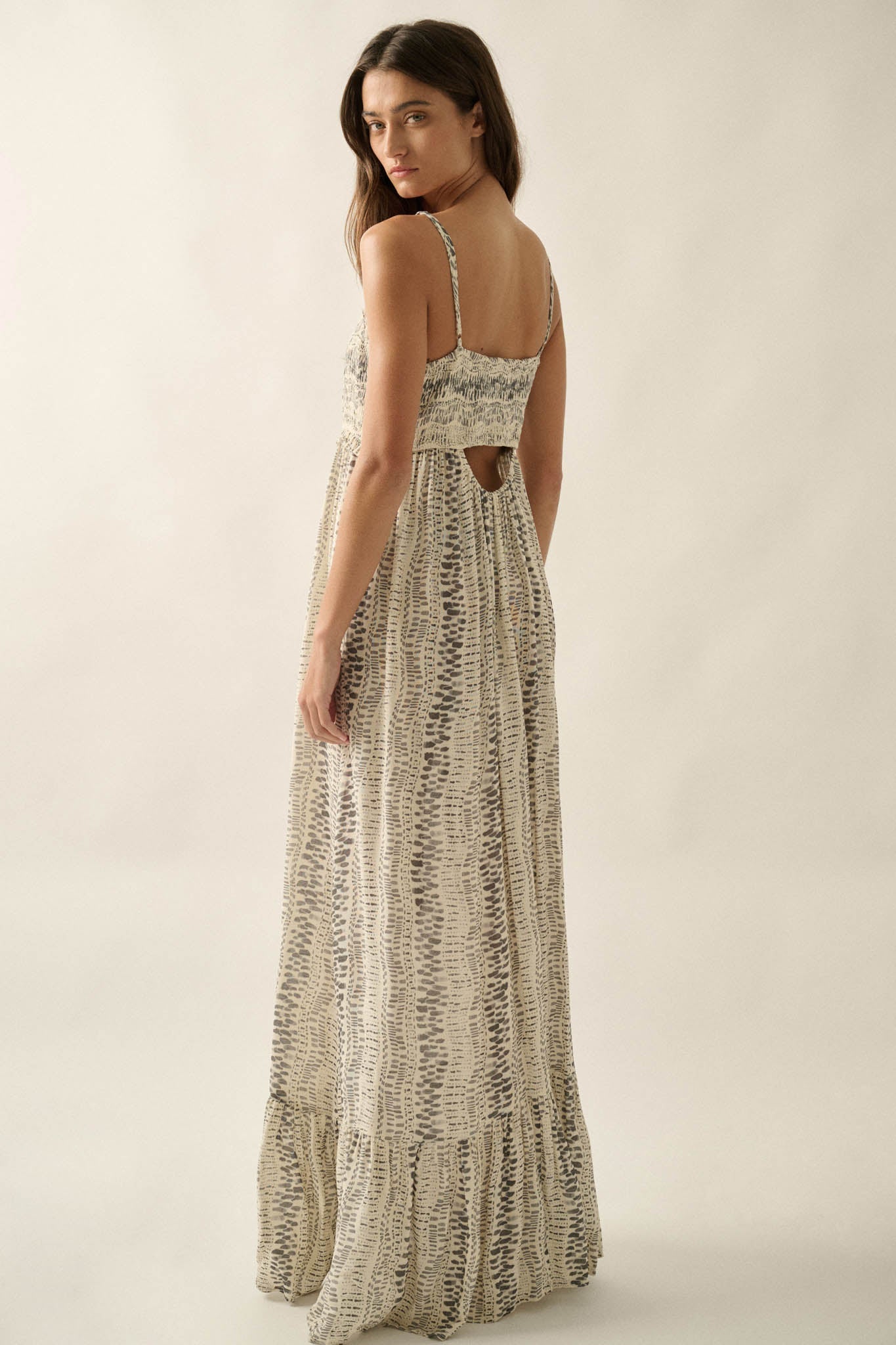 Wandering Soul Abstract-Print Button-Front Maxi Dress
