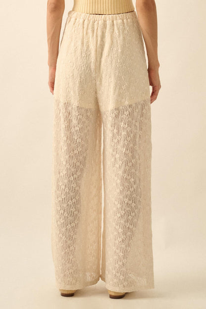 Sweet Breeze Floral Lace Wide-Leg Pants