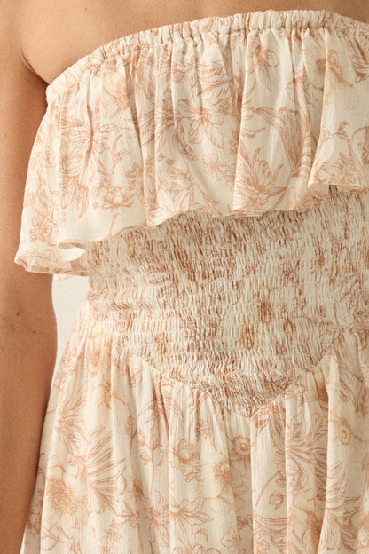 Truly Cherished Floral Strapless Flounce Romper