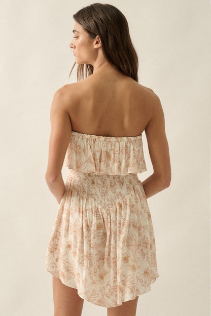 Truly Cherished Floral Strapless Flounce Romper