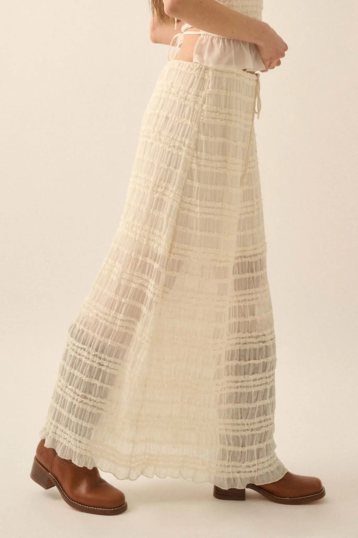 Whisper My Name Ruffled Chiffon Maxi Skirt