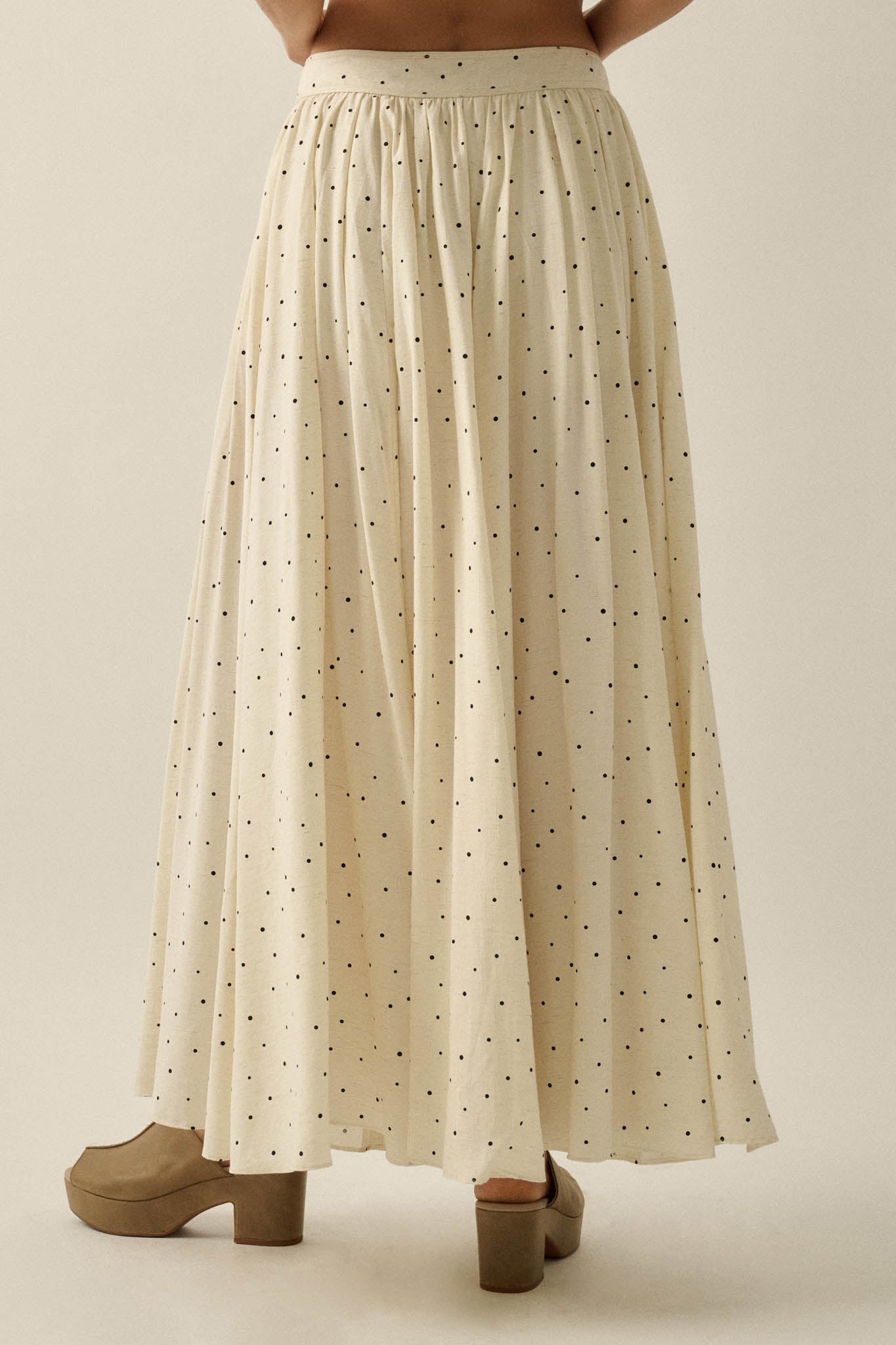 Well Spotted Polka Dot Tie-Side Maxi Skort