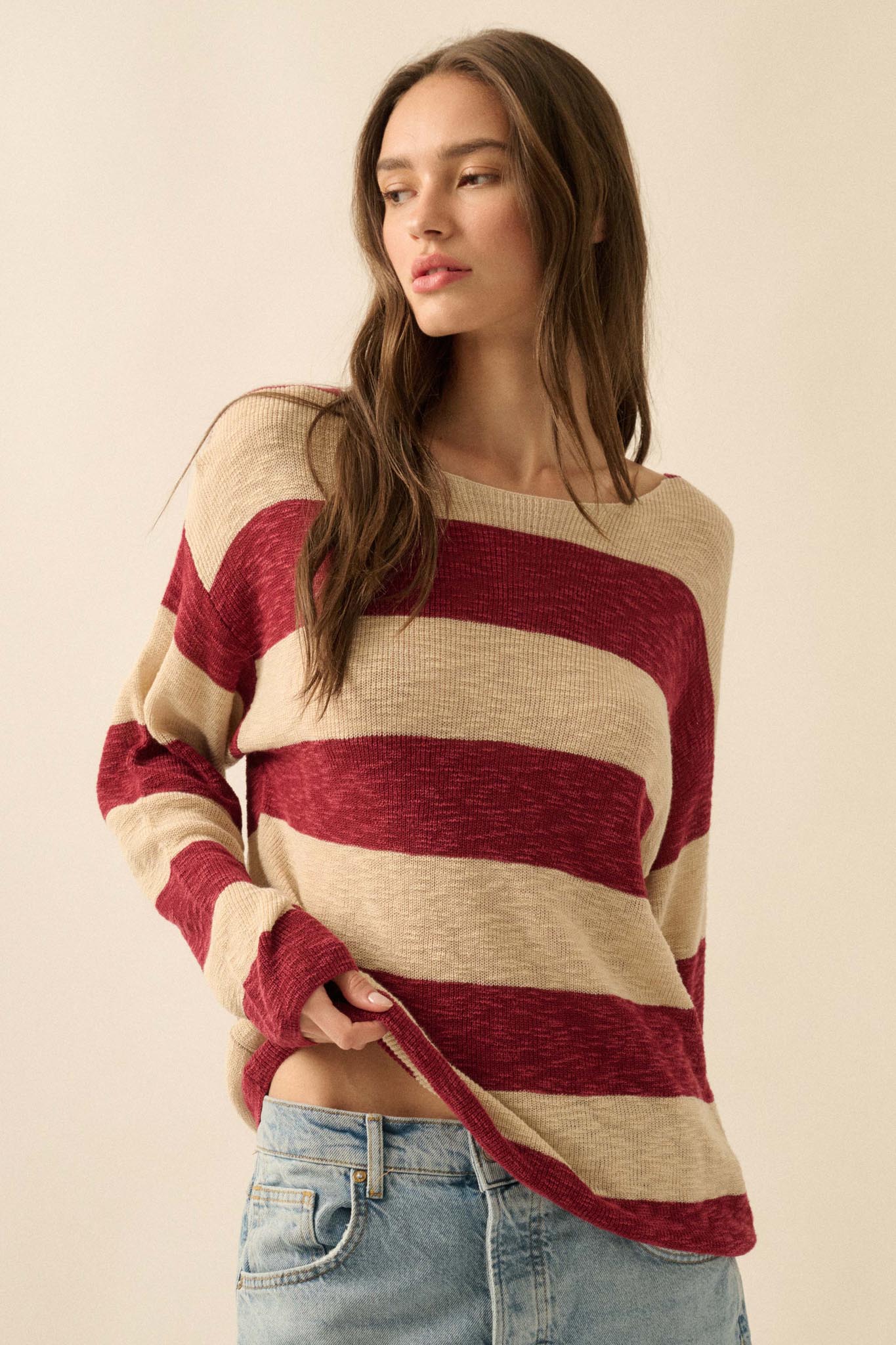 Stripe Zone Striped Slub-Knit Sweater
