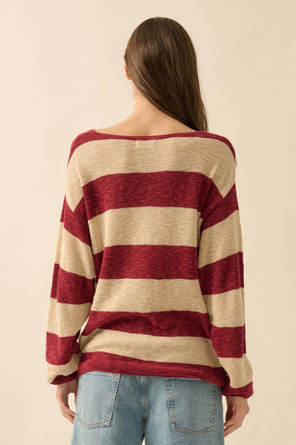 Stripe Zone Striped Slub-Knit Sweater