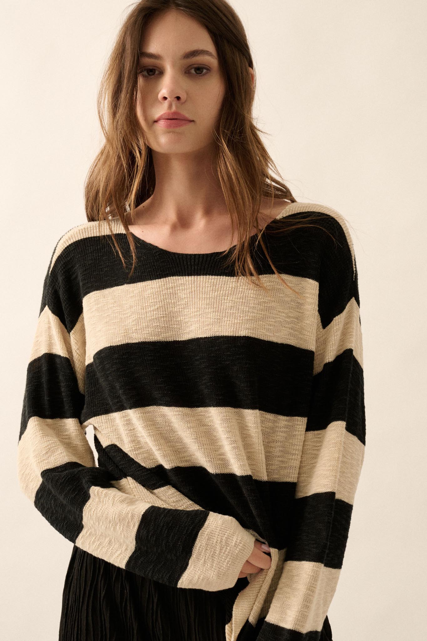 Stripe Zone Striped Slub-Knit Sweater
