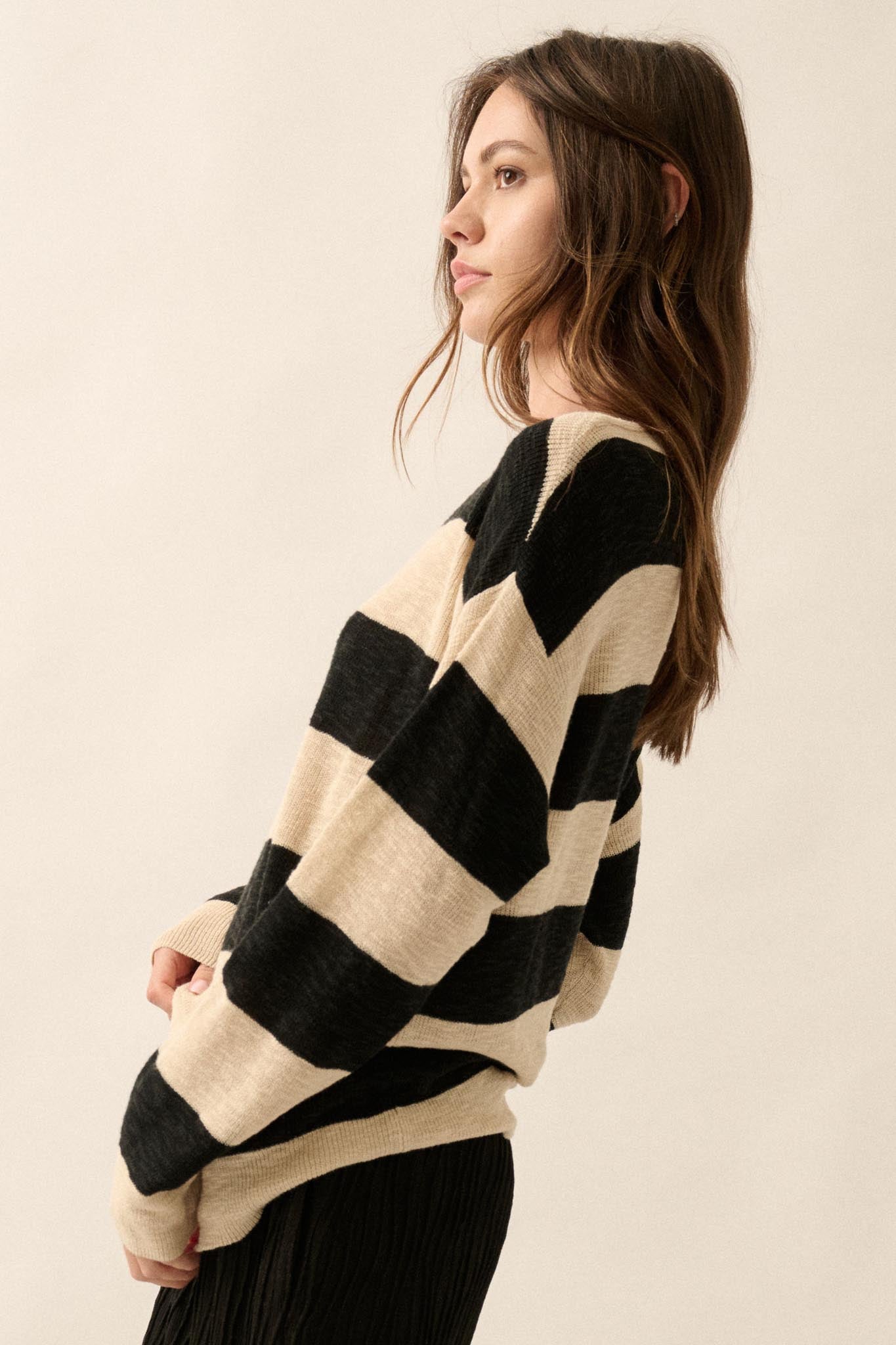 Stripe Zone Striped Slub-Knit Sweater