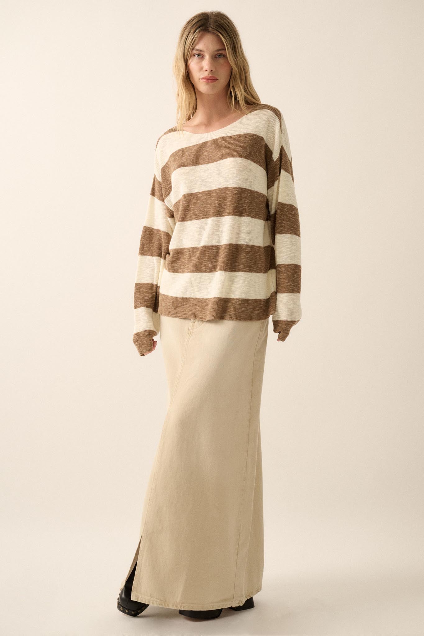 Stripe Zone Striped Slub-Knit Sweater