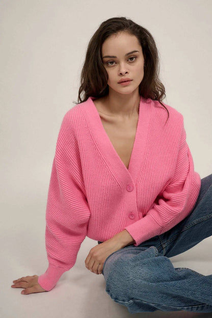 Stay Close Ribbed Knit Dolman Cardigan Sweater