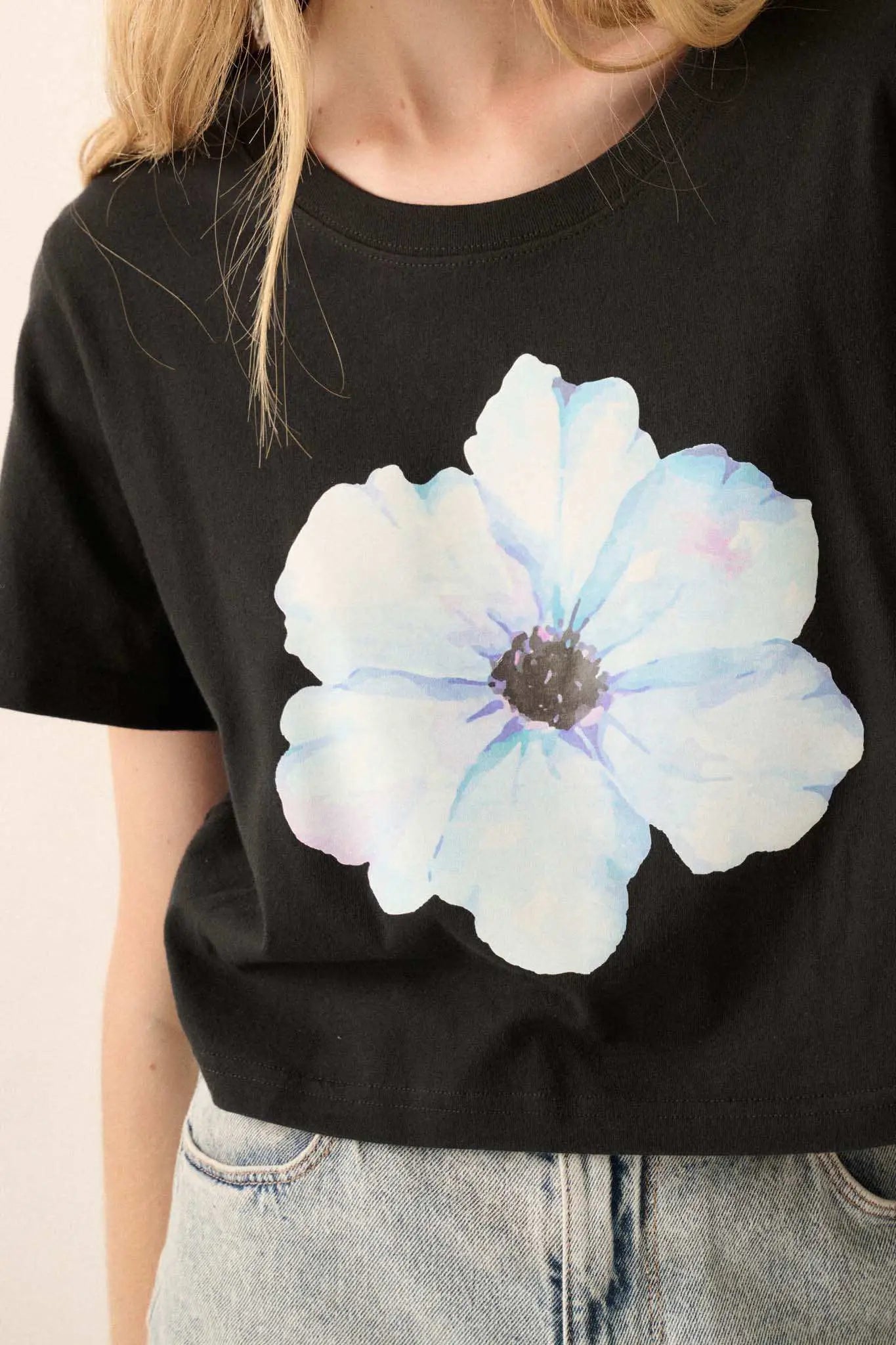 Watercolor Blossom Garment-Dyed Floral Graphic Tee