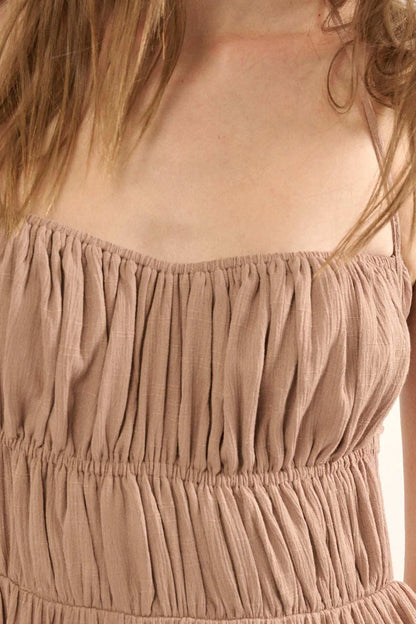 Tier to Stay Tiered Tie-Back Halter Maxi Dress