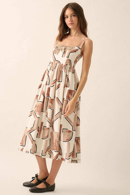 Treasure Trove Abstract-Print Pocket Midi Dress