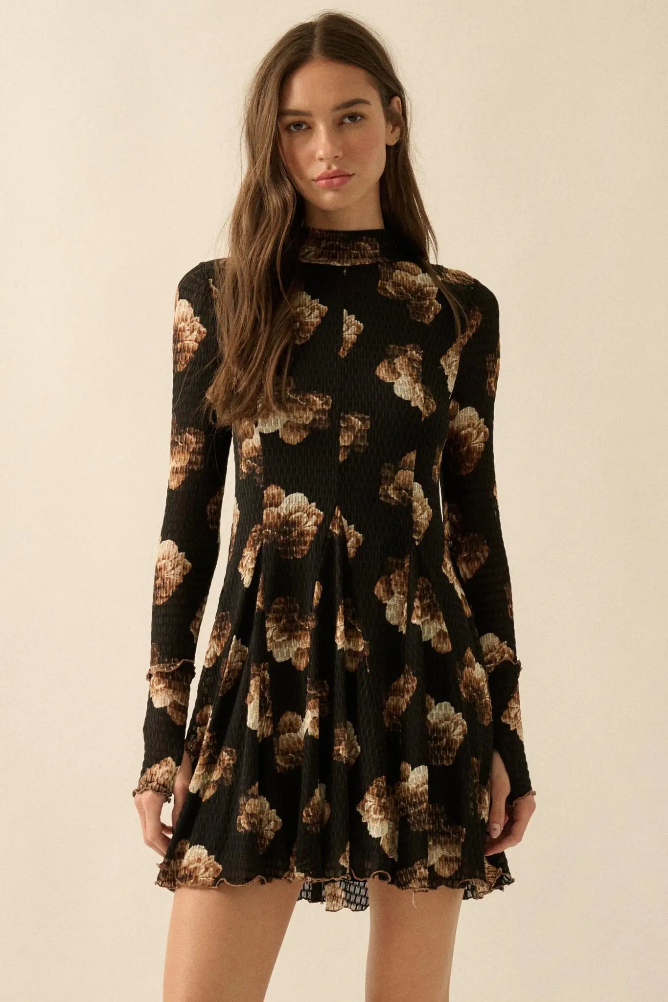 Sweet Bouquet Floral Honeycomb Mesh Mini Dress
