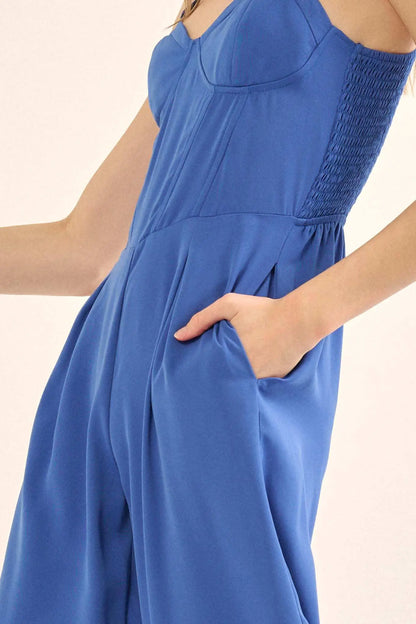 Style Guide Pleated Straight-Leg Corset Jumpsuit