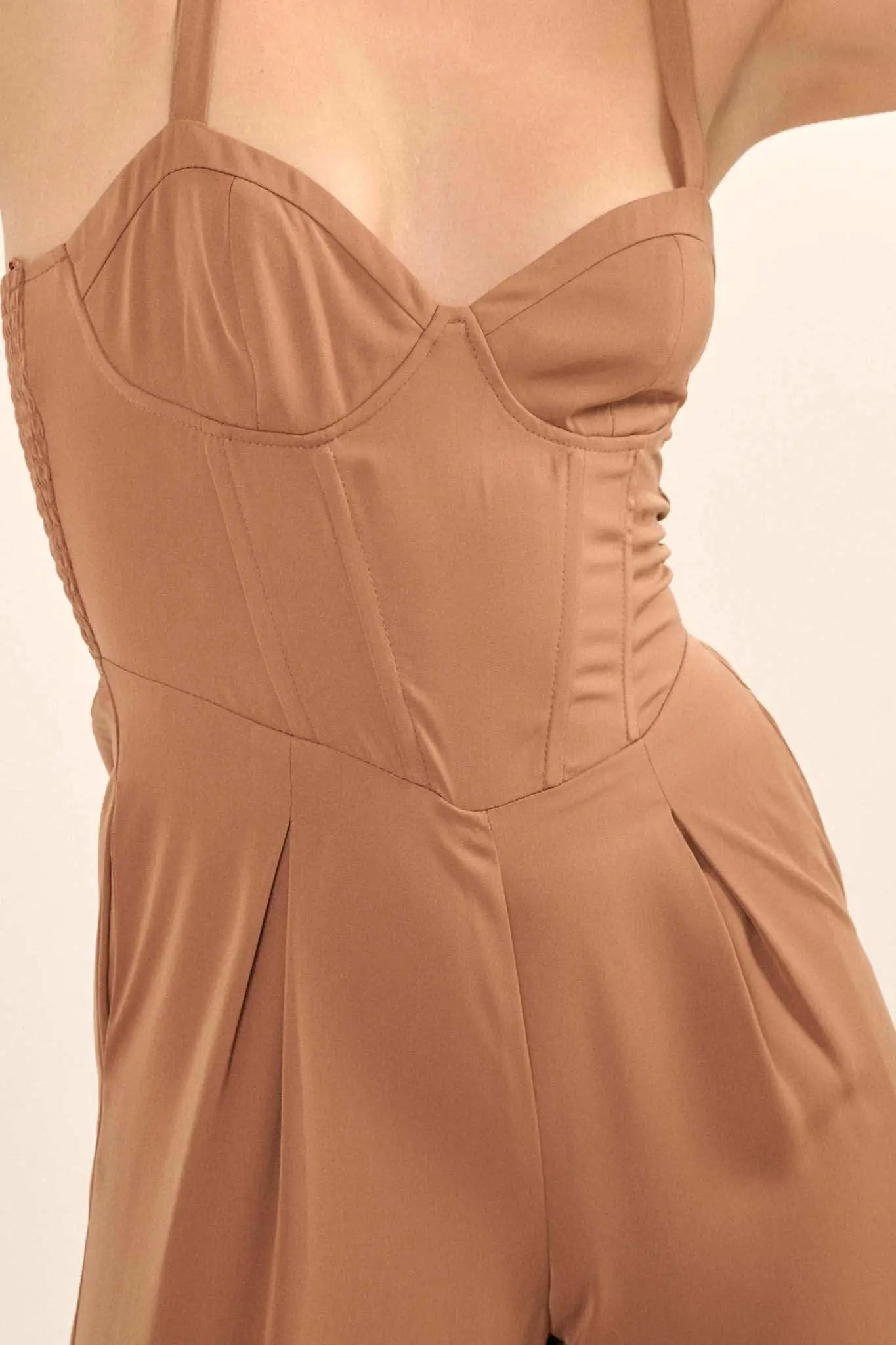 Style Guide Pleated Straight-Leg Corset Jumpsuit