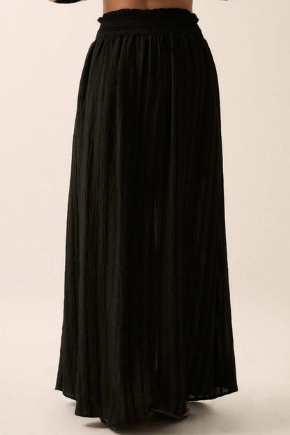 Starting Now Tonal-Stripe Button-Front Maxi Skirt