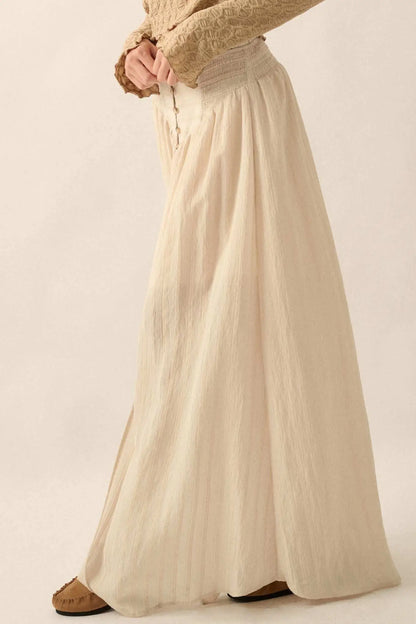 Starting Now Tonal-Stripe Button-Front Maxi Skirt