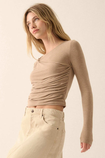Under Wraps Asymmetrical Layered Baby Rib Top