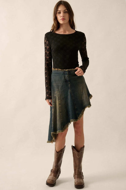 Sweet Flirtation Floral Lace Long-Sleeve Bodysuit