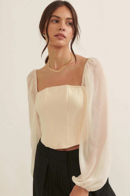 Timeless Love Long-Sleeve Cropped Corset Top
