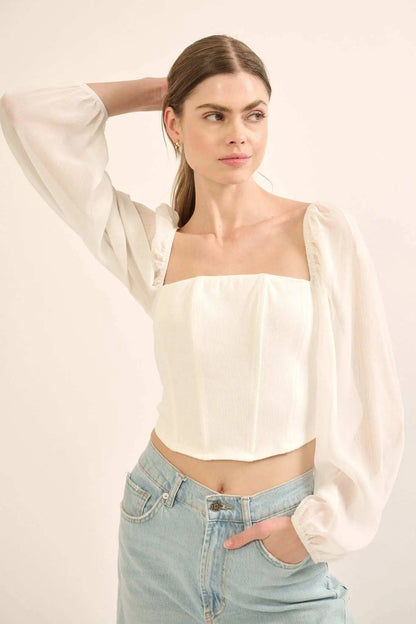 Timeless Love Long-Sleeve Cropped Corset Top