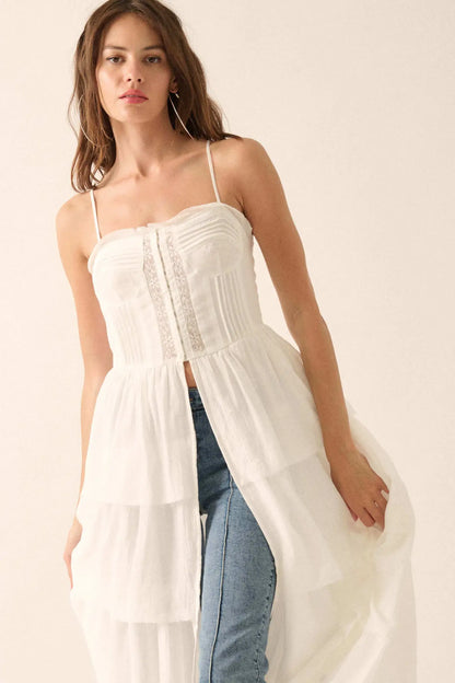 True Romance Pleated Tiered Ruffle Maxi Top