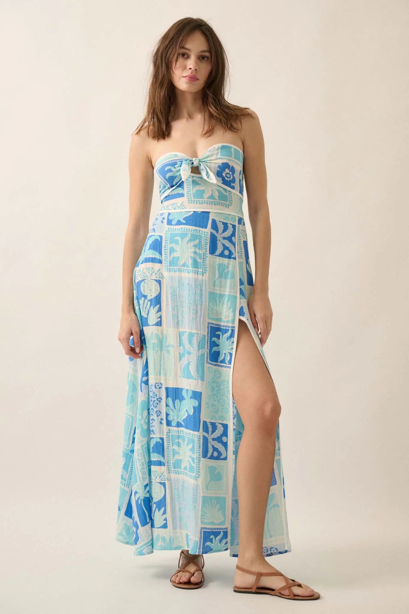 Sweet Escape Tropical Floral Strapless Maxi Dress