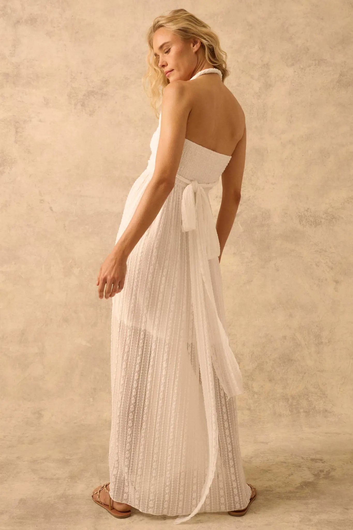The Emma Infinity Dress in Striped Floral Lace