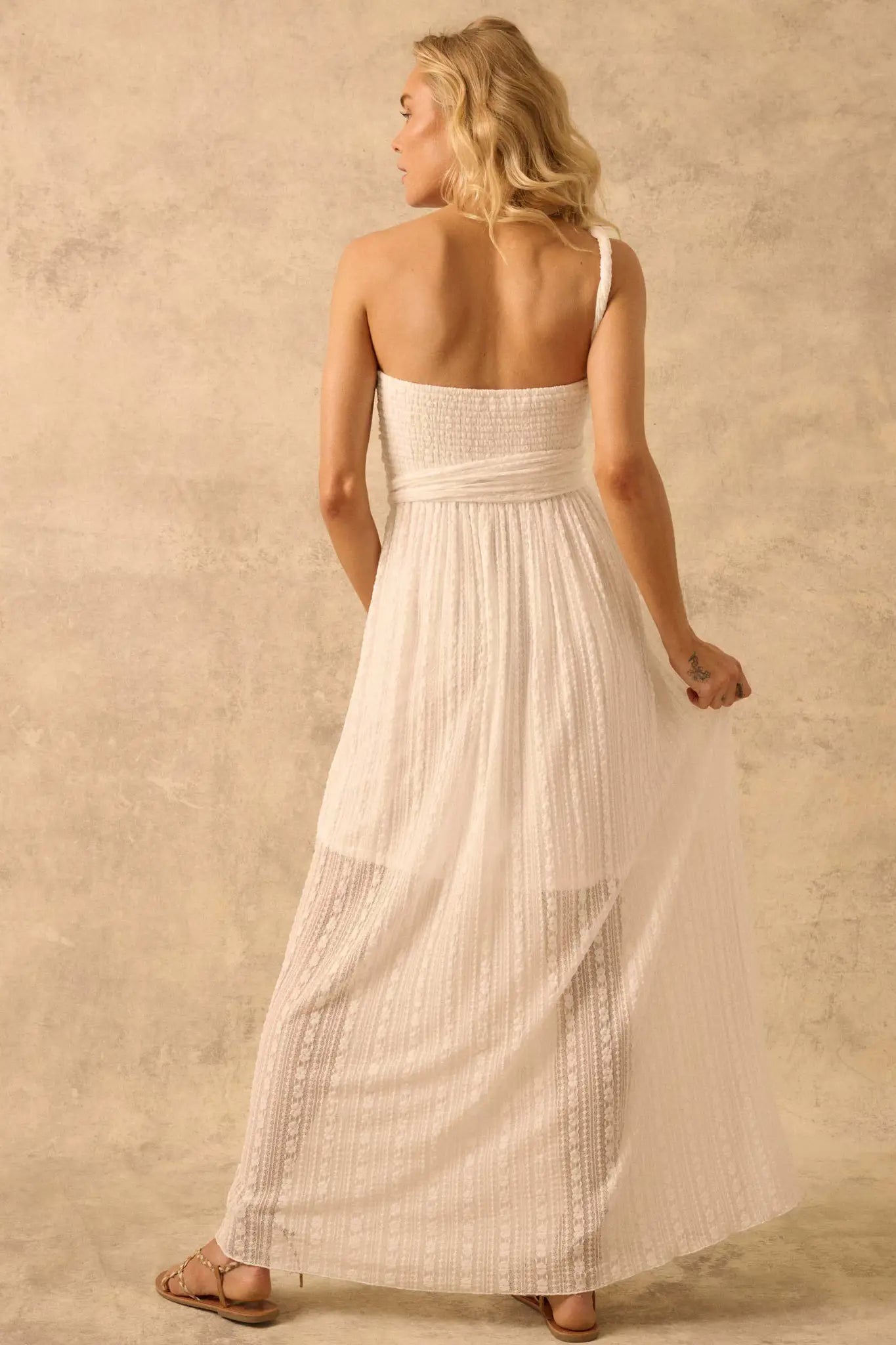 The Emma Infinity Dress in Striped Floral Lace