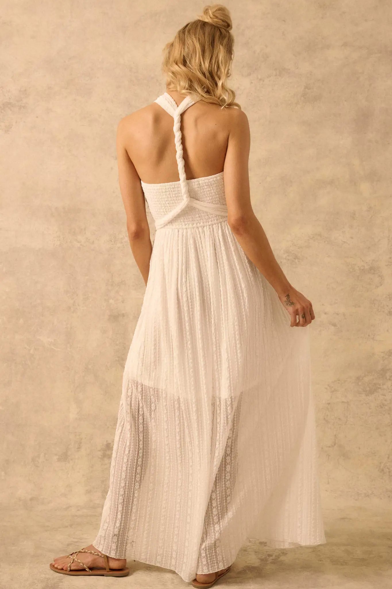 The Emma Infinity Dress in Striped Floral Lace